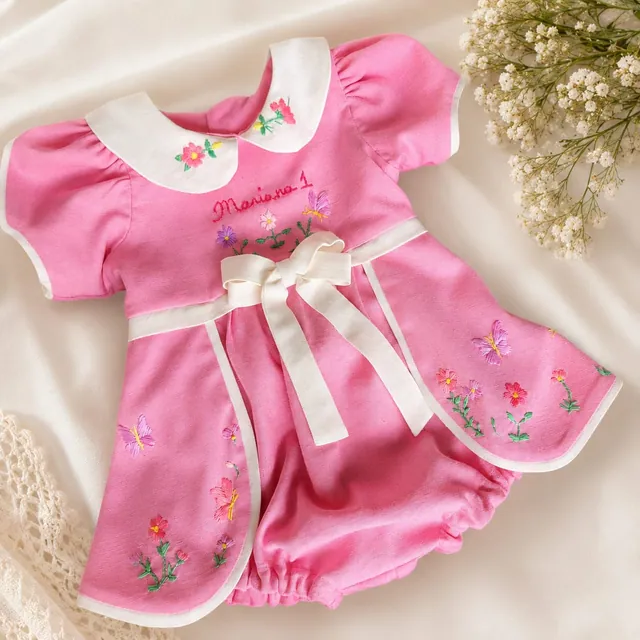 Romper Bombacha Jardim infantil artesanal
