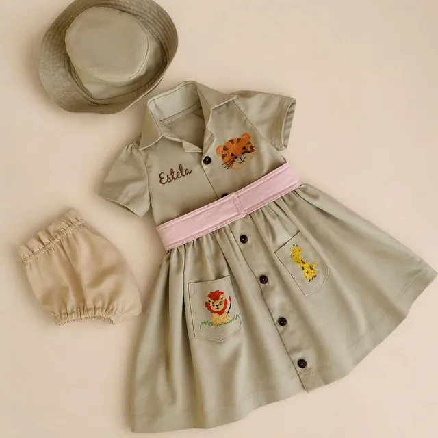 Vestido Safari infantil artesanal