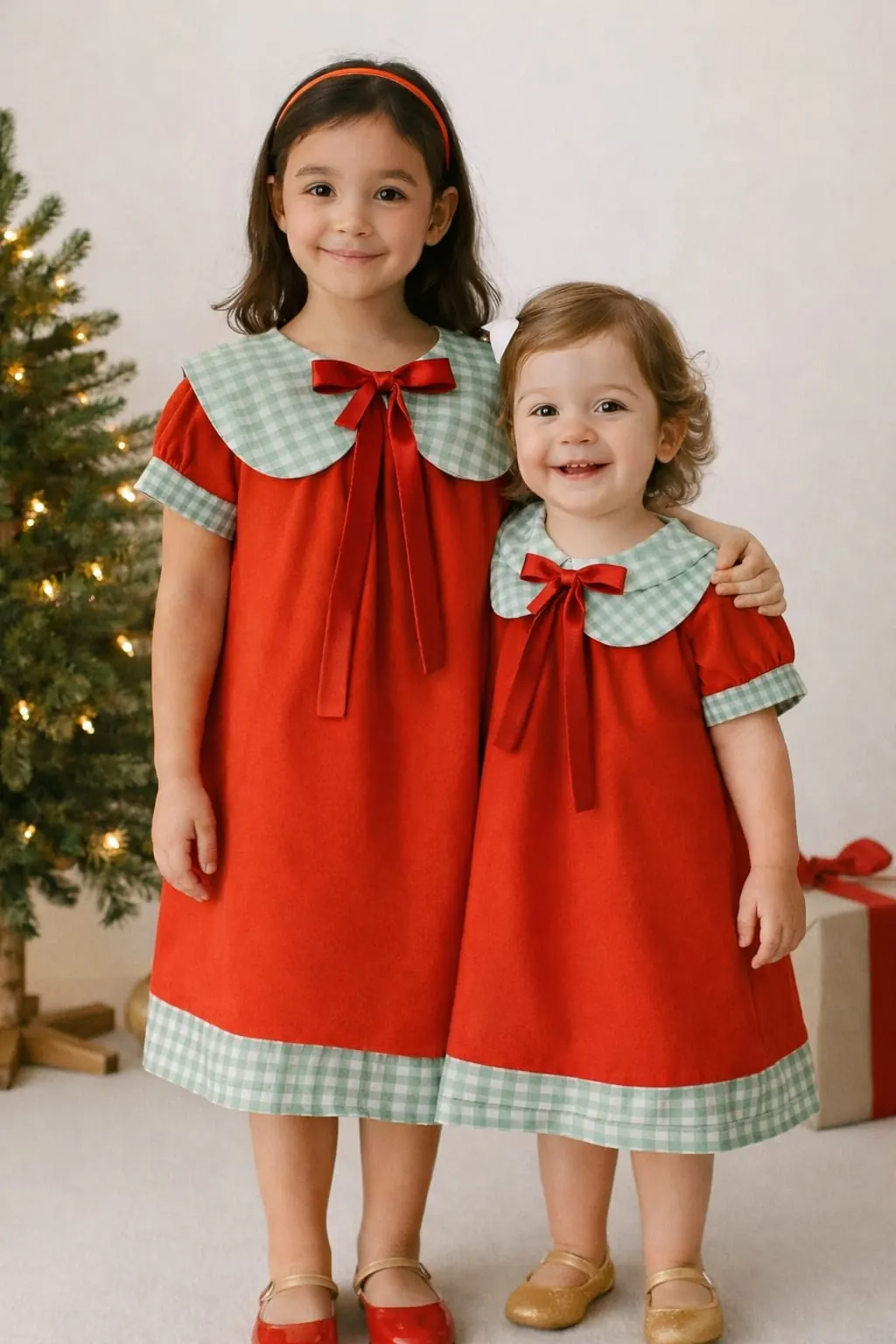 Conjunto infantil para irmãs e família