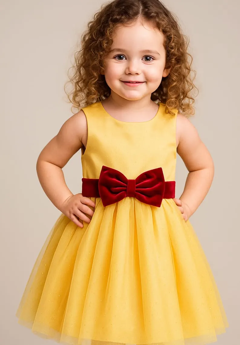 Vestido Amarelo com Veludo