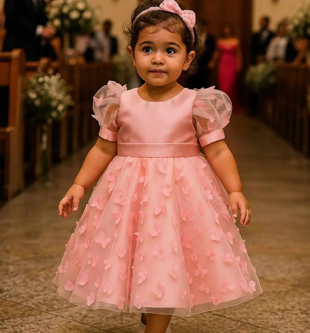 Detalhes delicados em vestido infantil