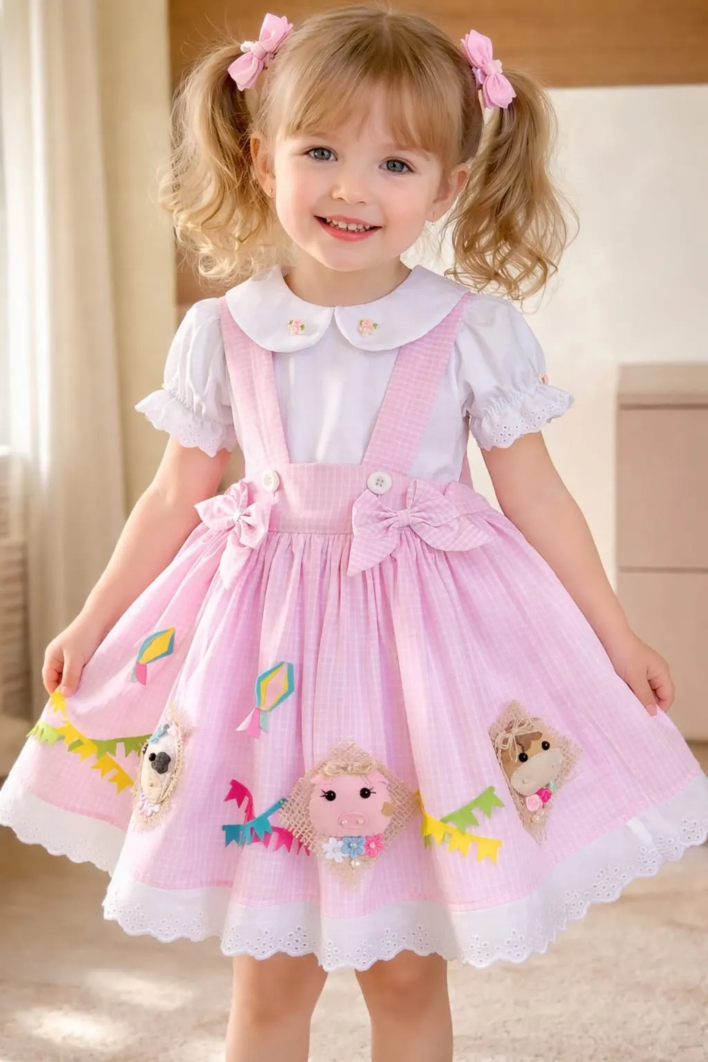 Vestido infantil fazendinha para aniversário