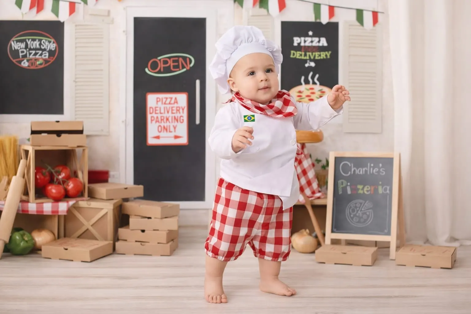 Look pizzaiolo infantil para aniversário